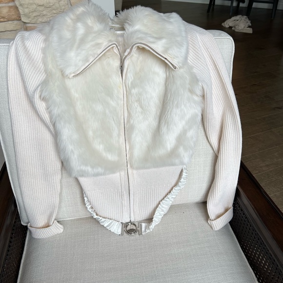 White House Black Market Sweaters - White House black market faux fur trim sweater